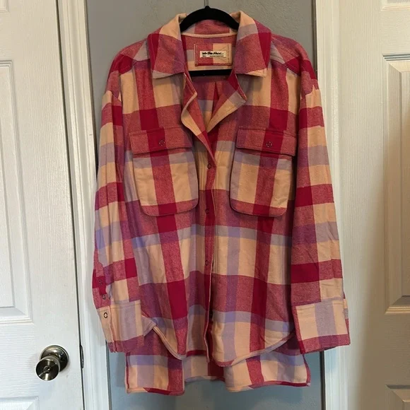 We The Free Red and Pink Plaid Button Down Shirt - Picture 4 of 7